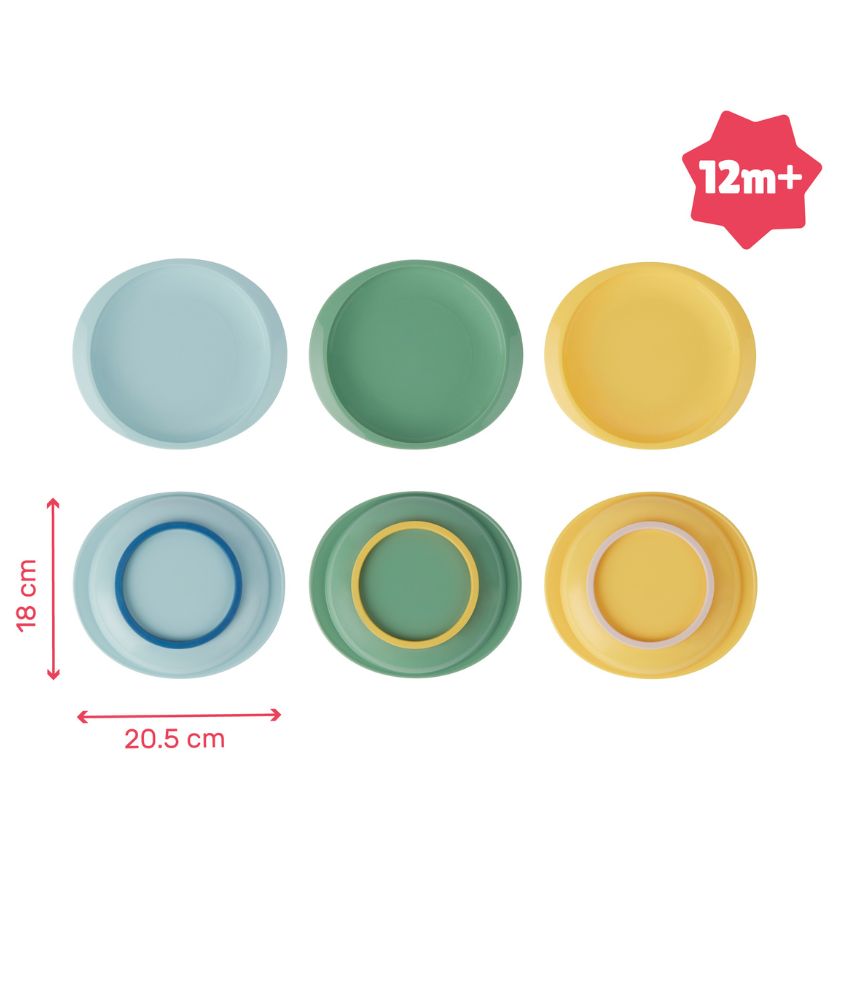 Lot de 3 assiettes antidérapantes
