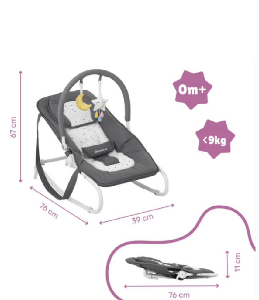 Transat bébé position fixe ou balancelle - Easy