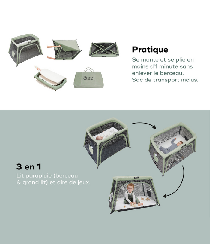 Lit parapluie bébé 3-en1 Moov & Comfy | Babymoov®